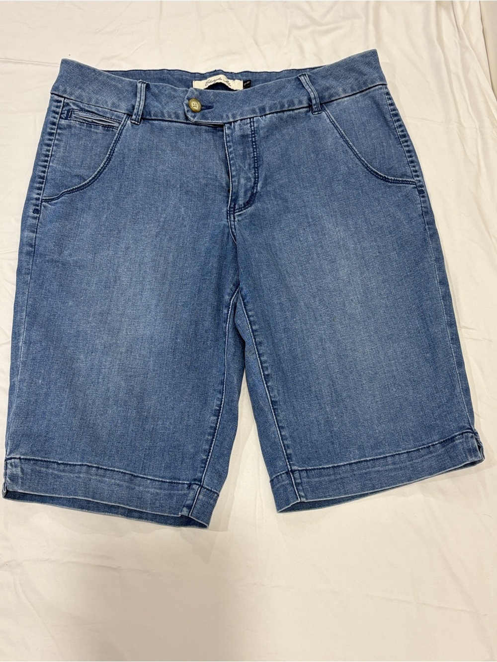 Christopher Blue Size 12 Cotton Tencel Lycra Stretch Bermuda Shorts Vintage